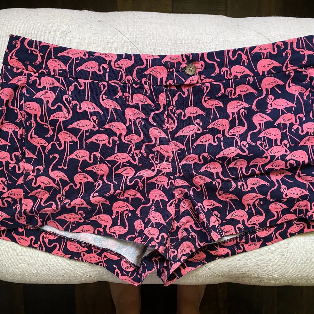J. Crew Navy and Pink Flamingo Shorts (RARE PRINT!)